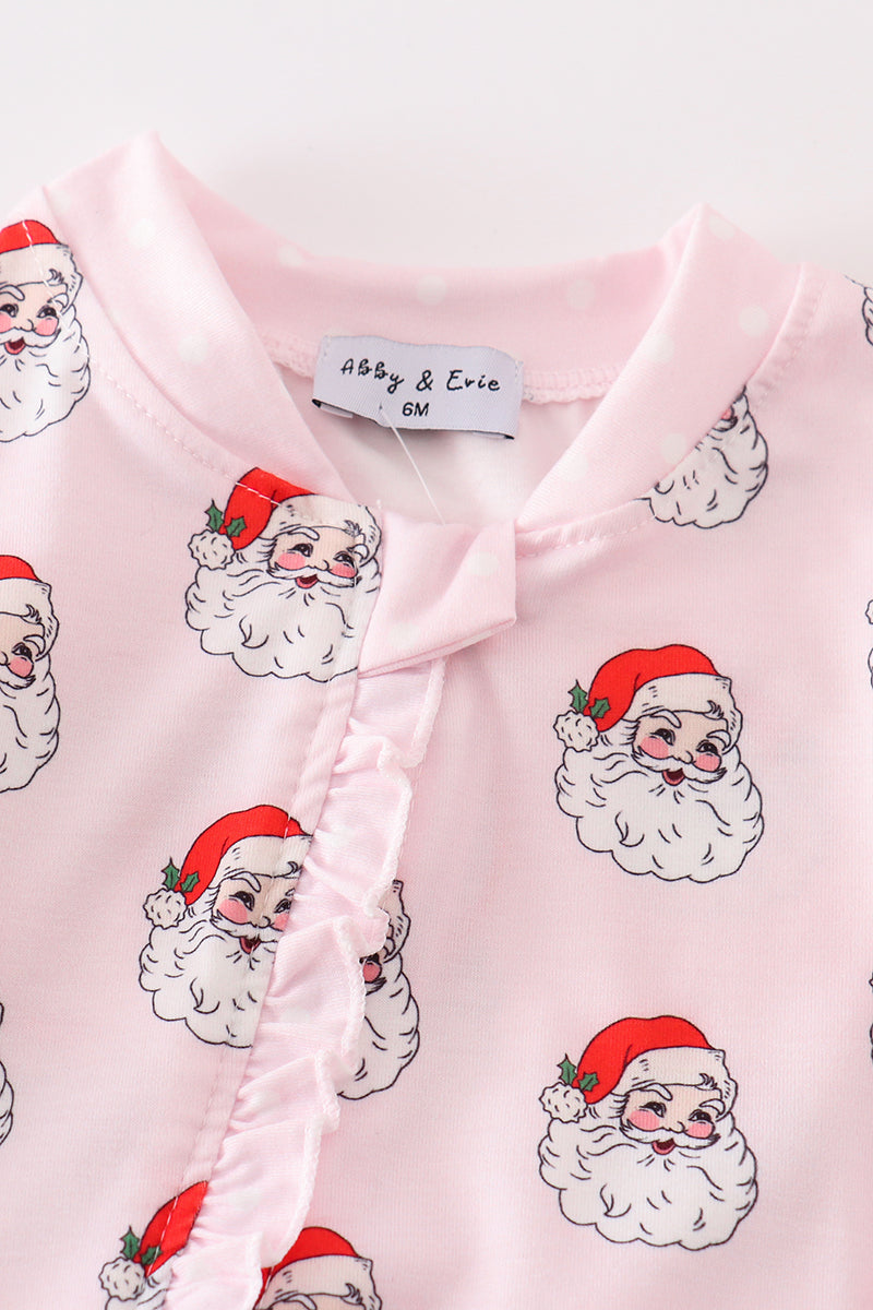 Pink christmas santa claus zipper girl romper - Ella Jane Lifestyle Boutique