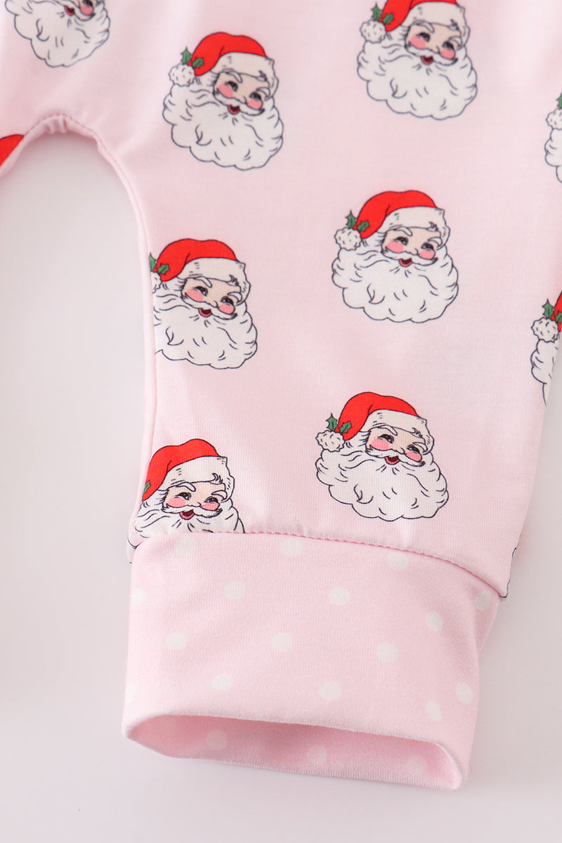Pink christmas santa claus zipper girl romper - Ella Jane Lifestyle Boutique