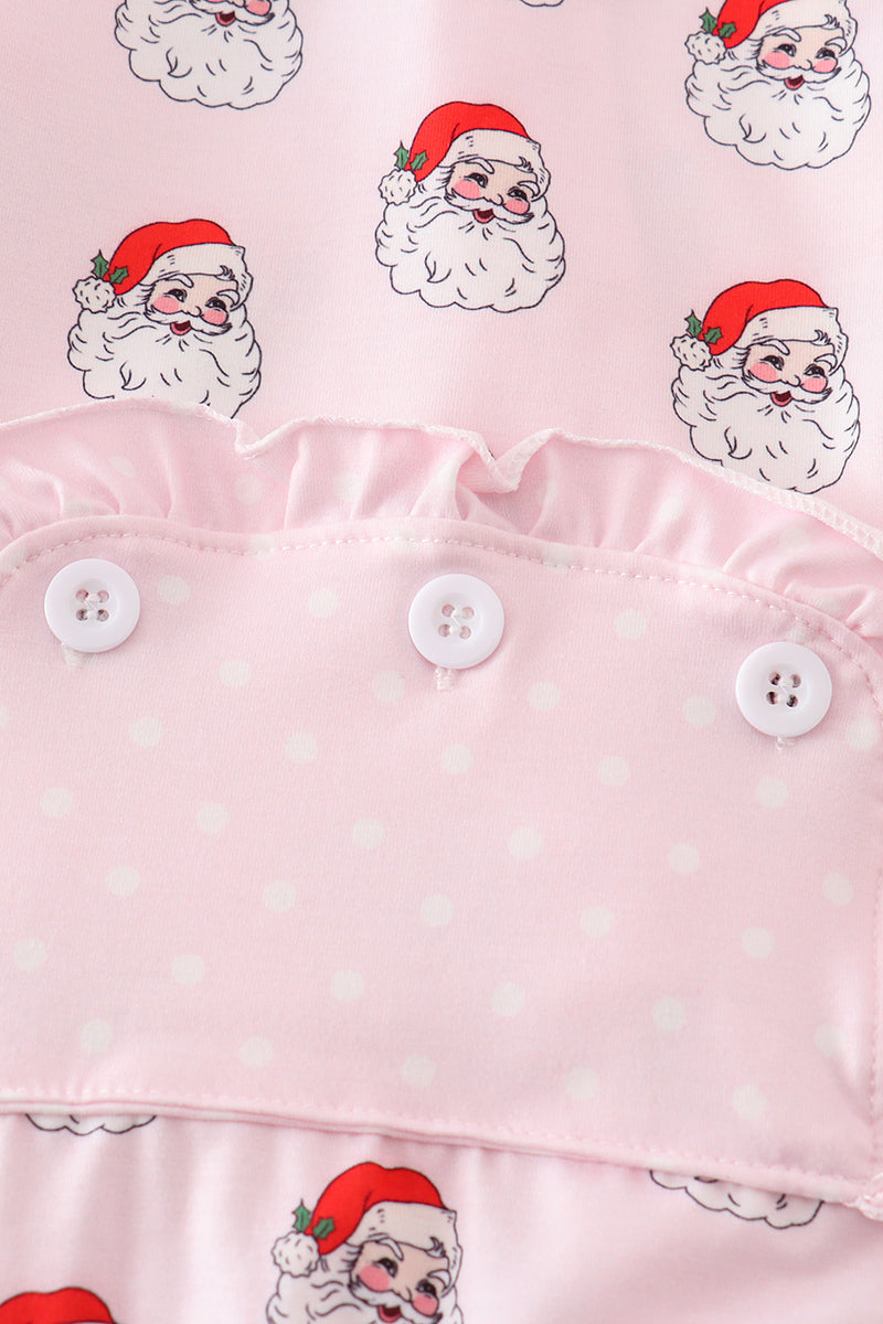 Pink christmas santa claus zipper girl romper - Ella Jane Lifestyle Boutique
