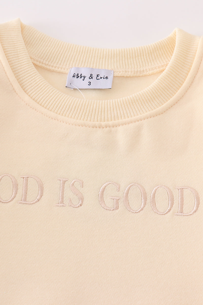 Cream god is good embroidery mom&me fleece sweatshirt - Ella Jane Lifestyle Boutique