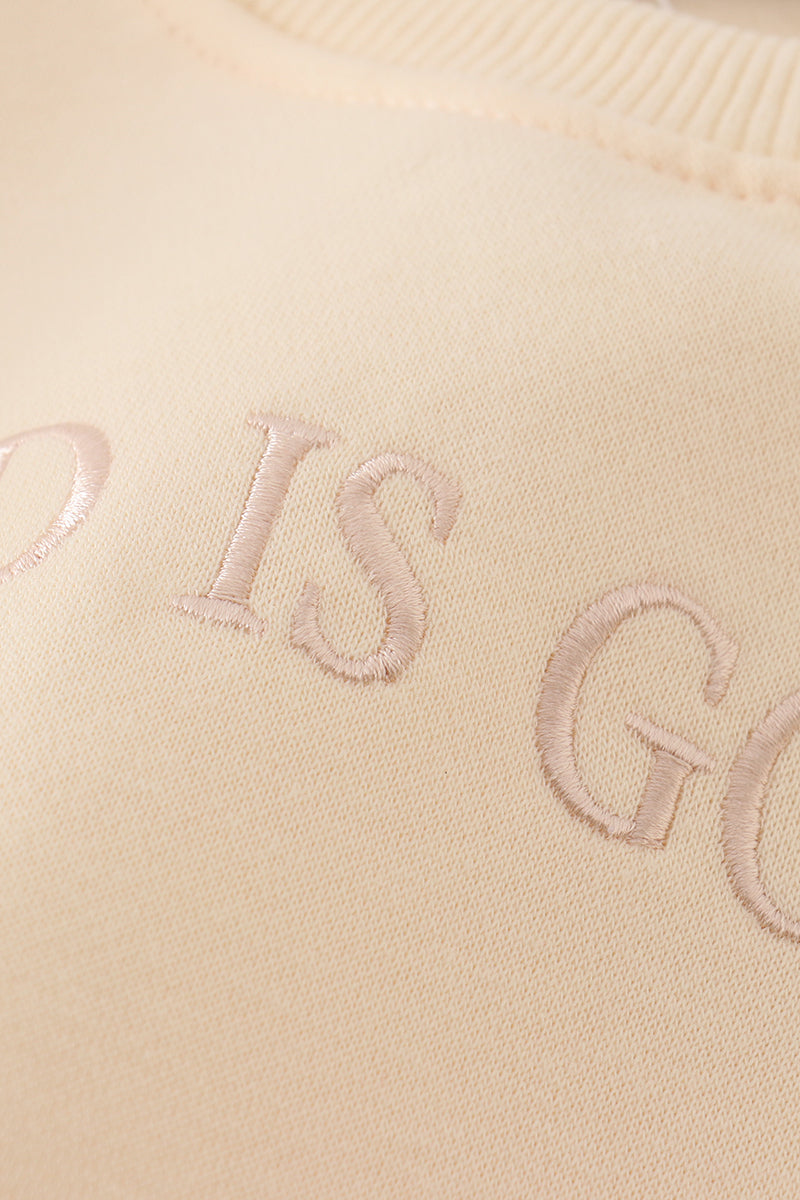 Cream god is good embroidery mom&me fleece sweatshirt - Ella Jane Lifestyle Boutique