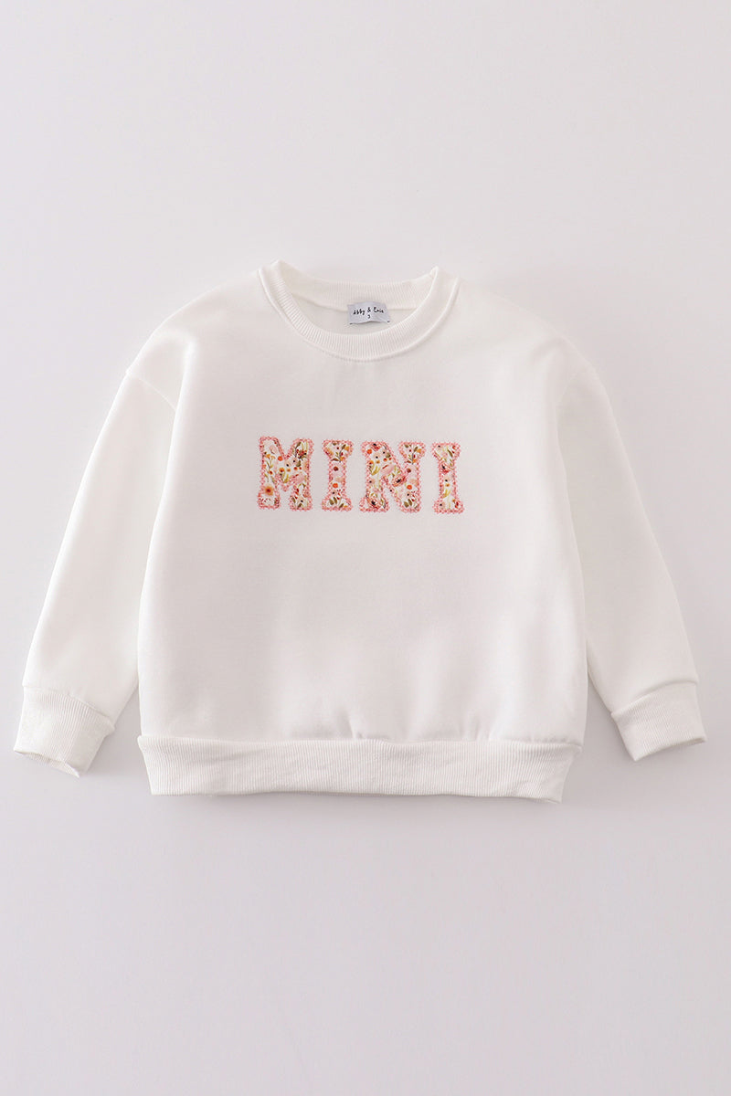White MAMA&MINI applique fleece mom&me sweatshirt - Ella Jane Lifestyle Boutique