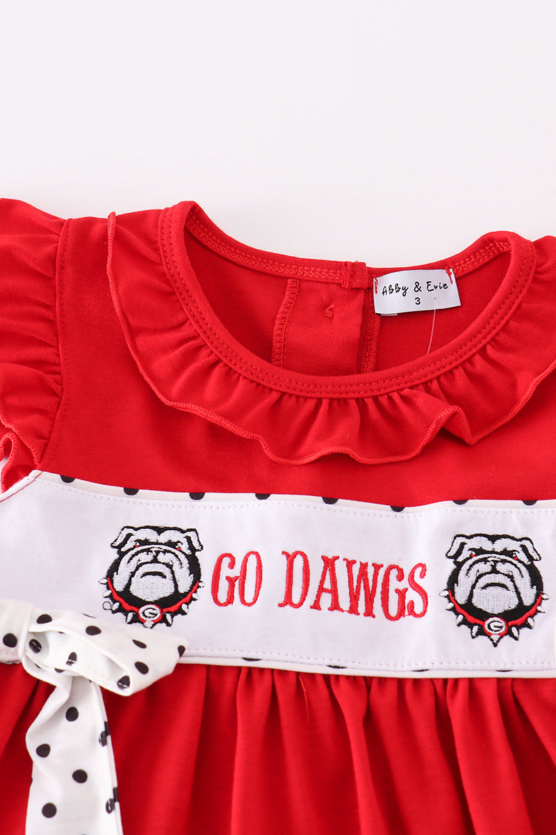 Red go dawgs embroidery dress - Ella Jane Lifestyle Boutique