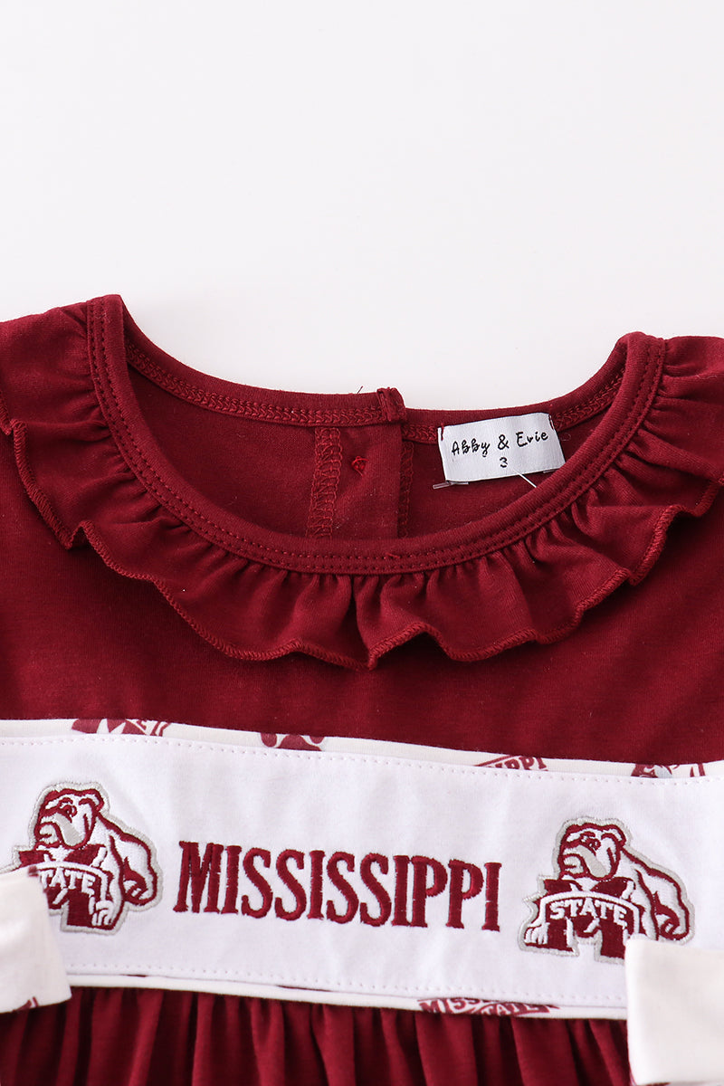 Maroon mississippi embroidery girl dress - Ella Jane Lifestyle Boutique