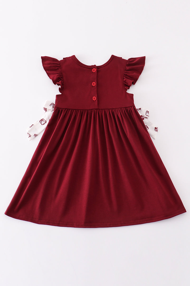 Maroon mississippi embroidery girl dress - Ella Jane Lifestyle Boutique