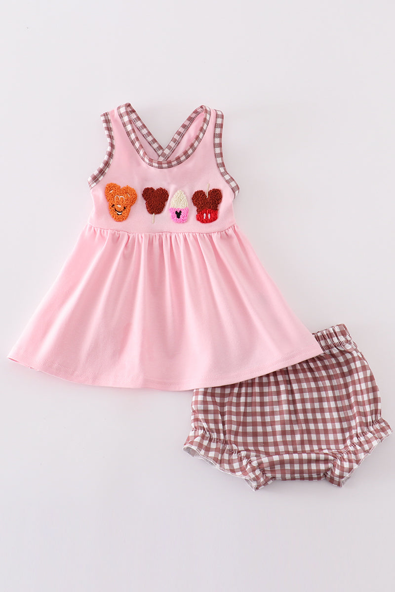 Pink character ice cream french knot girl bloomer set - Ella Jane Lifestyle Boutique