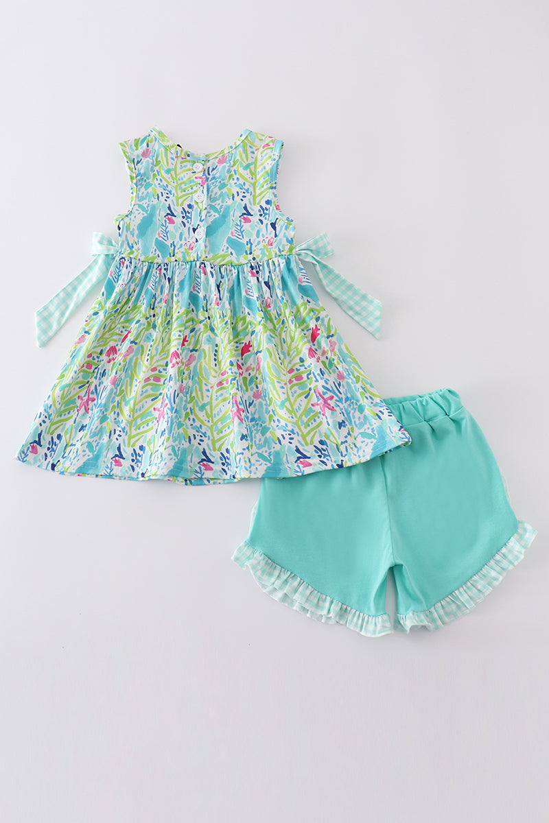 Ocean bloom print ruffle set - Ella Jane Lifestyle Boutique