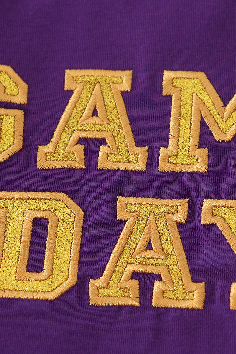 Conjunto de pantalones cortos con purpurina dorada y morada del LSU GAME DAY