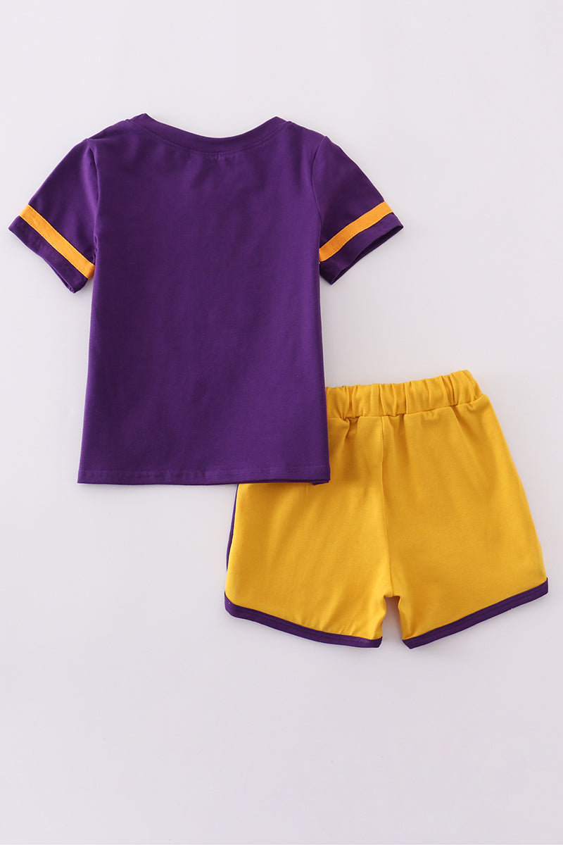 Conjunto de pantalones cortos con purpurina dorada y morada del LSU GAME DAY