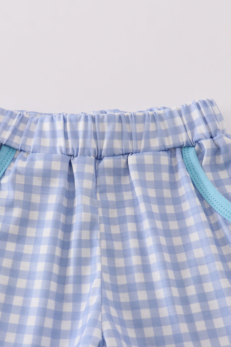 Conjunto de pantalones cortos con apliques de pesca de camión azul