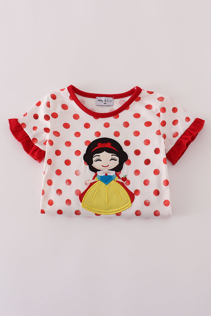 Mono de lunares con apliques de personajes rojos