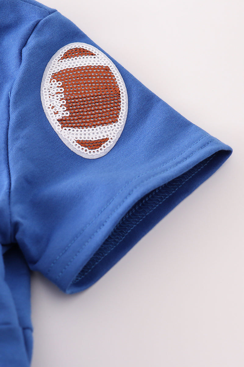 Blue football sequin dress