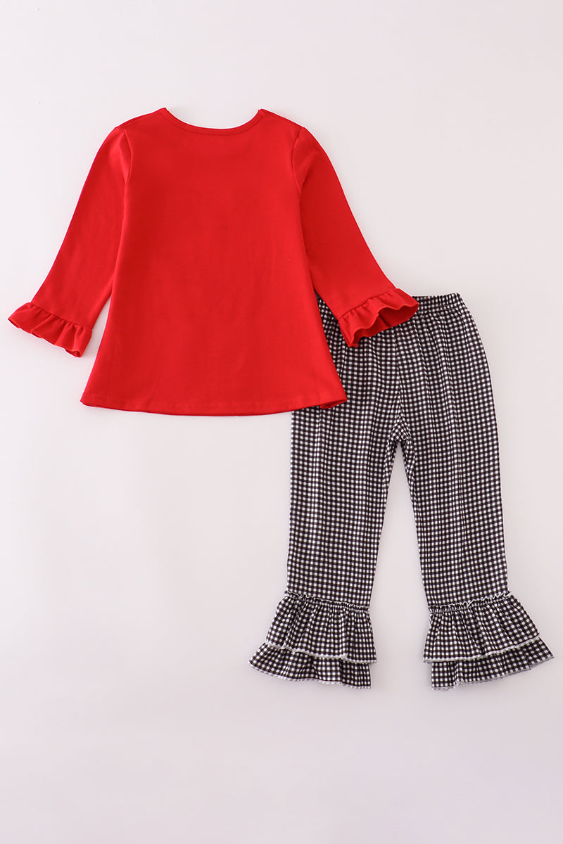 Georgia bulldog embroidery ruffle pants set