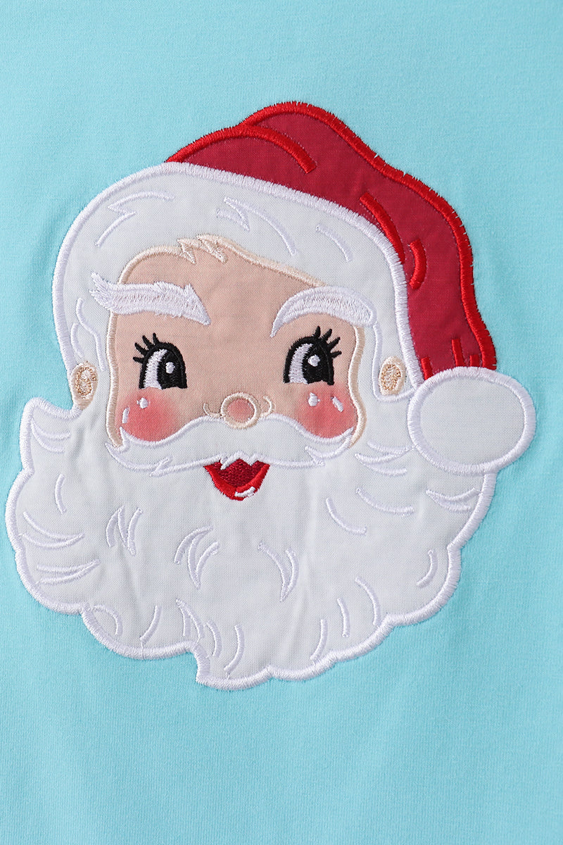 Blue Christmas Santa Claus Applique Ruffle Pants Set!