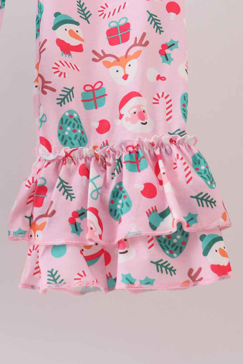 Blue Christmas Santa Claus Applique Ruffle Pants Set!