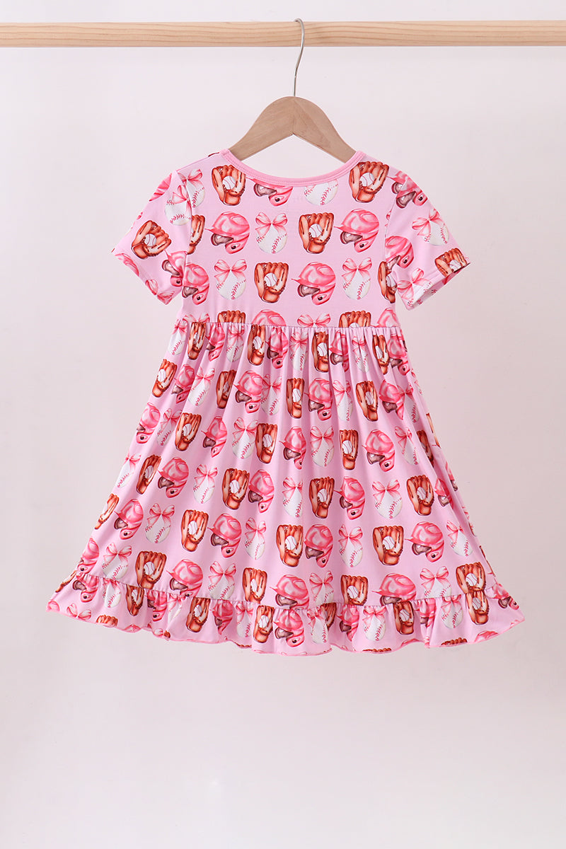 Vestido de béisbol de bambú con lazo rosa
