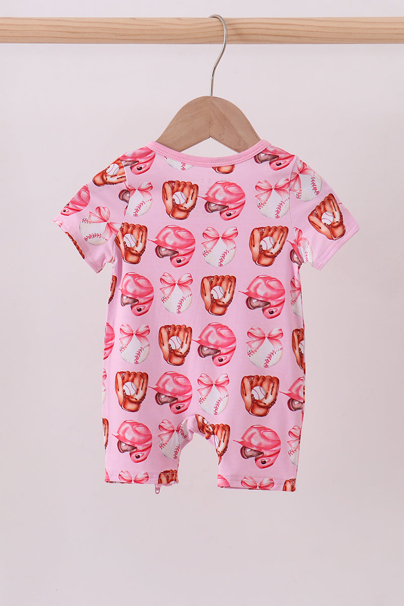 Mono de béisbol de bambú con lazo rosa