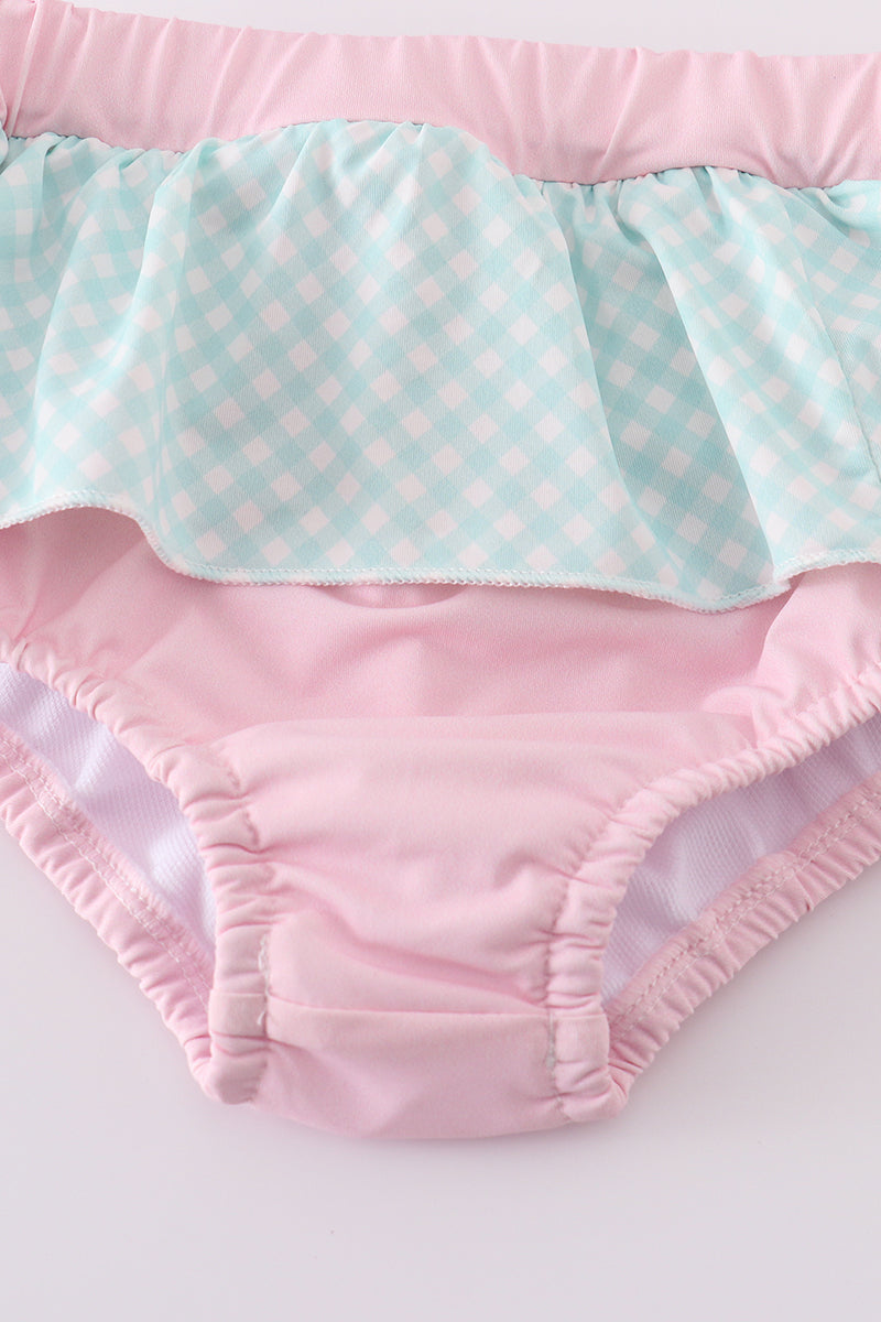 Pink princess embroidery girl 2pc swimsuit - Ella Jane Lifestyle Boutique