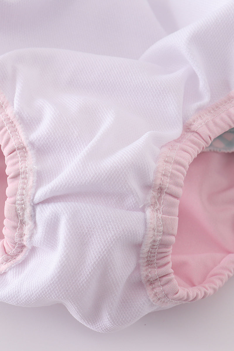 Pink princess embroidery girl 2pc swimsuit - Ella Jane Lifestyle Boutique