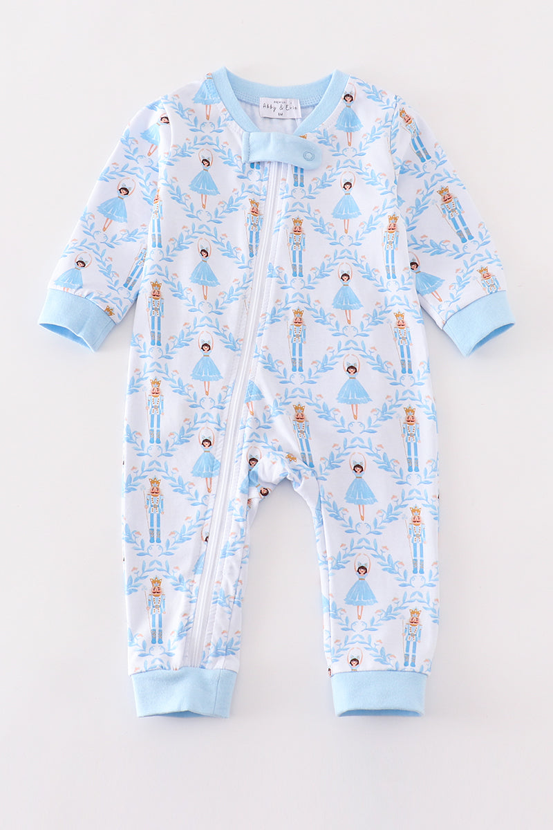 Premium Blue nutcracker print boy romper - Ella Jane Lifestyle Boutique