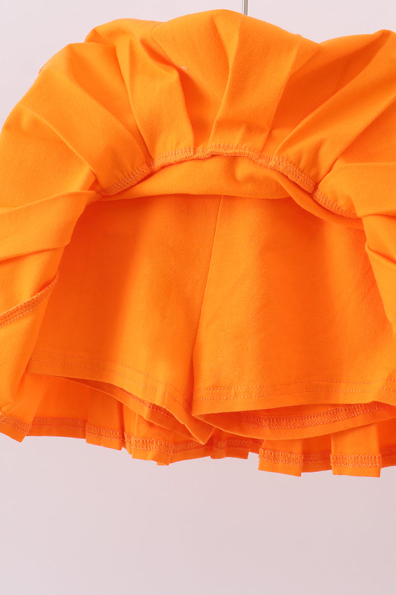Conjunto de falda pantalón de fútbol con bordado de rayas Clemson naranjas premium