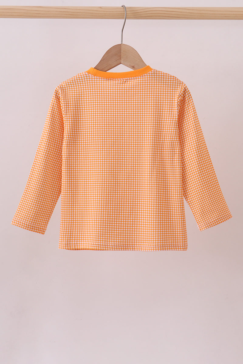 Blusa de cuadros vichy con bordado de Tennessee en color naranja premium