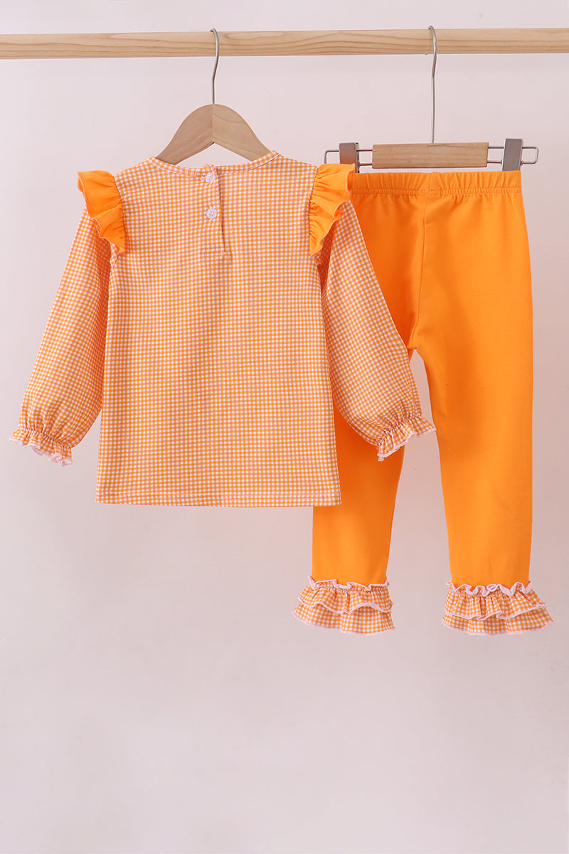 Conjunto de pantalones con volantes y bordado de fútbol americano de Tennessee Puppy de color naranja premium