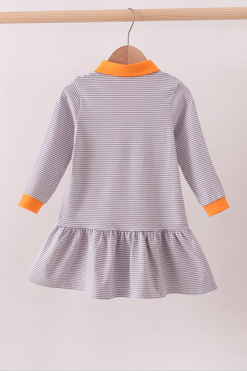 Vestido de cachorro con bordado de rayas de Tennessee en color naranja premium