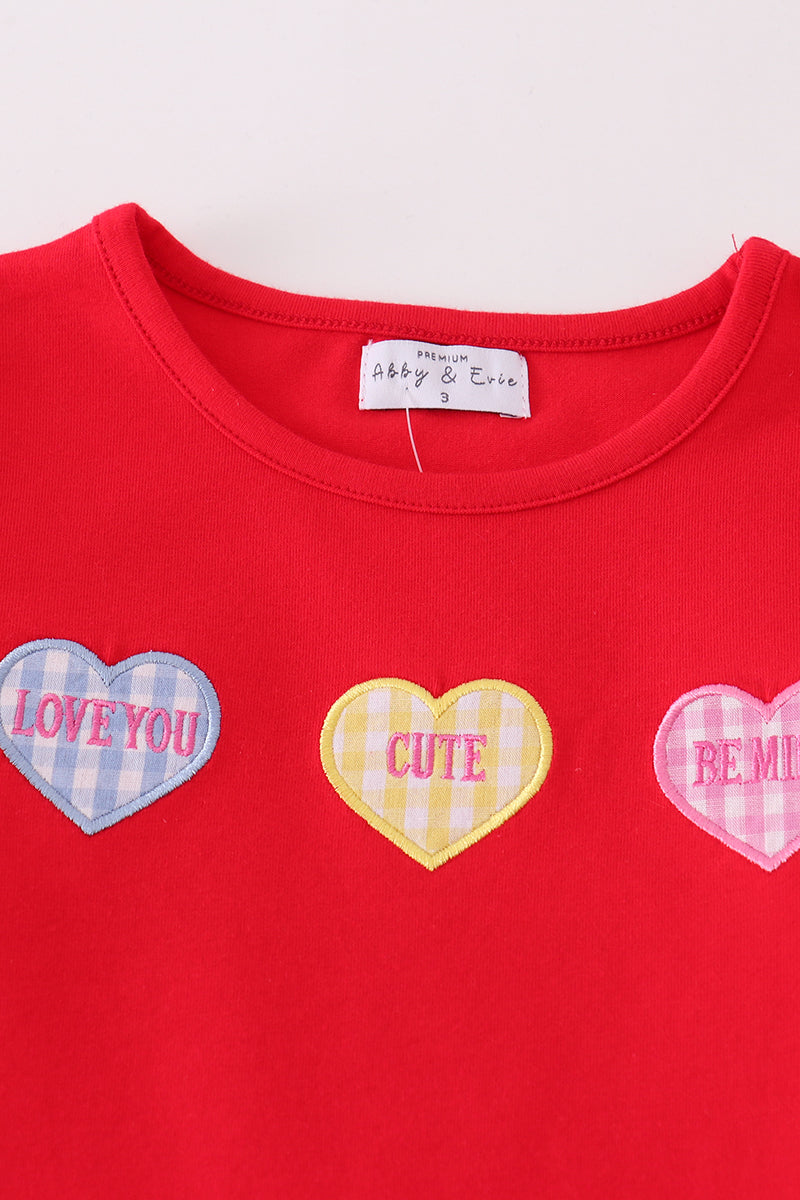 Premium red valentine heart applique girl set - Ella Jane Lifestyle Boutique