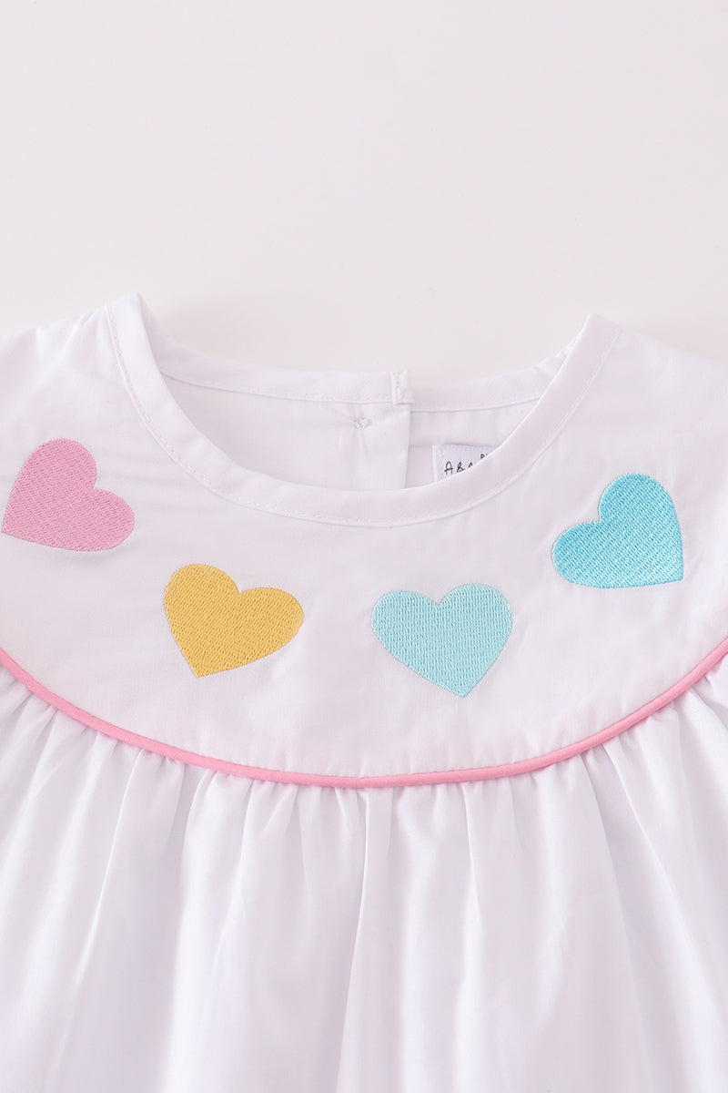 Premium white valentine heart embroidery dress - Ella Jane Lifestyle Boutique