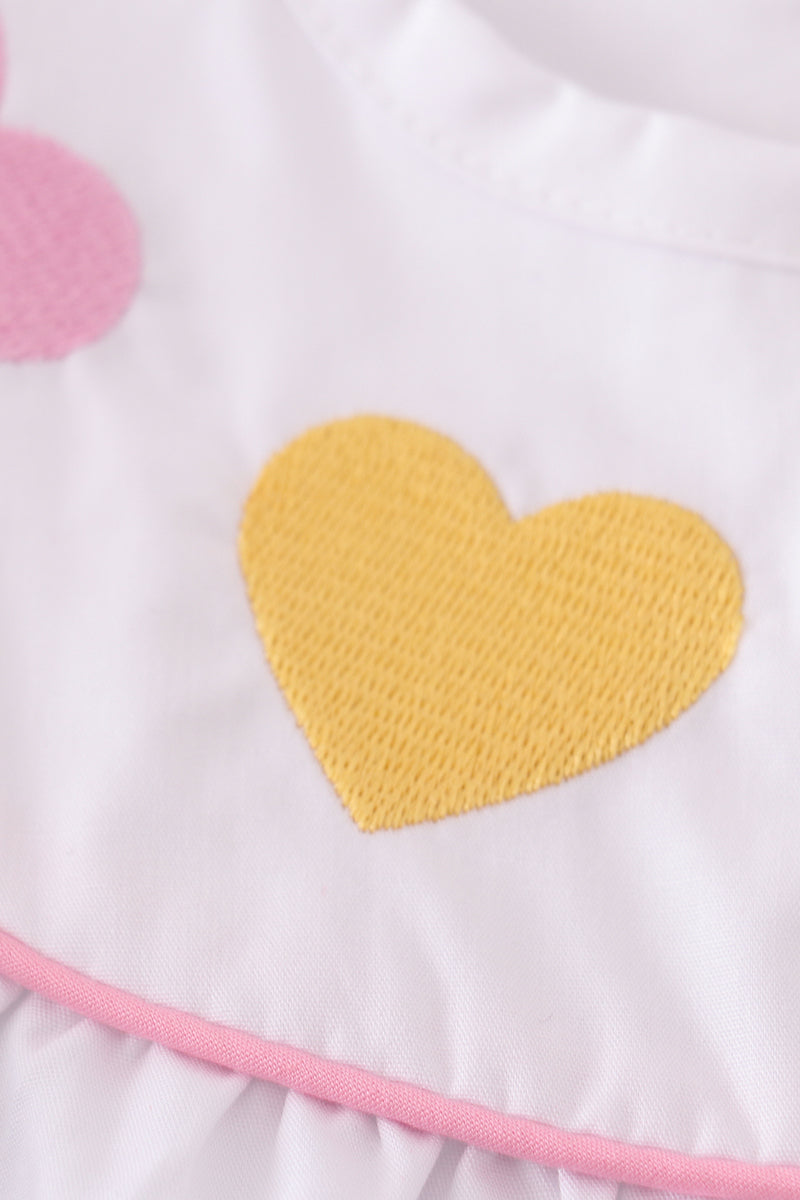 Premium white valentine heart embroidery girl bubble - Ella Jane Lifestyle Boutique