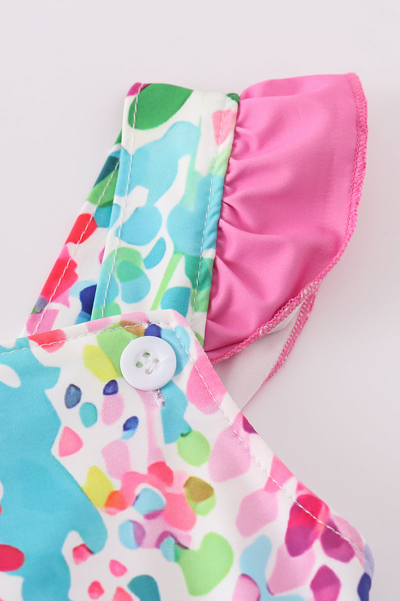 Rainbow garden print one-piece swimsuit - Ella Jane Lifestyle Boutique