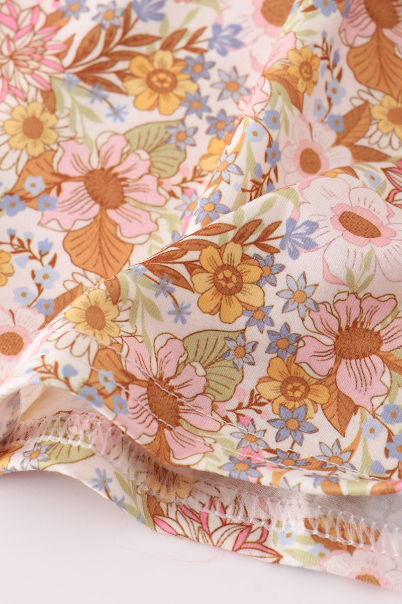 Close-up of floral fabric with a soft focus on a white background