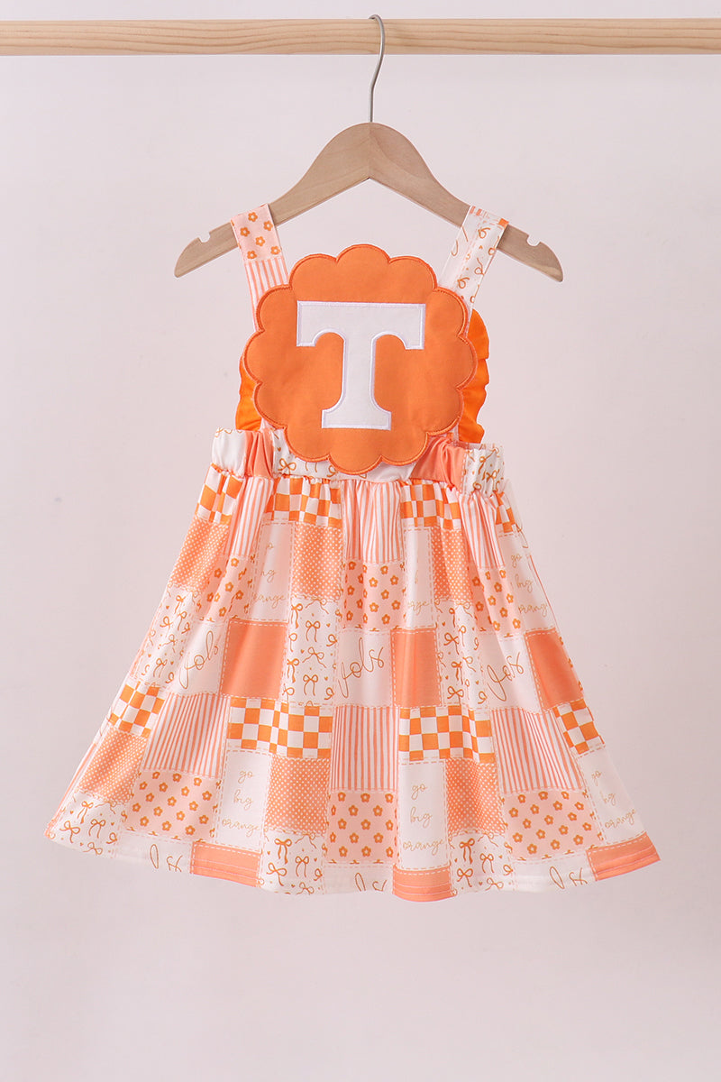 Vestido con volantes y apliques de patchwork de Tennessee Orange Girl