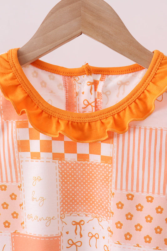 Tennessee orange girl patchwork ruffle shorts set