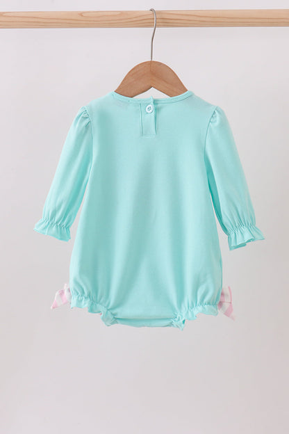 Blue gingerbread applique ruffle bubble
