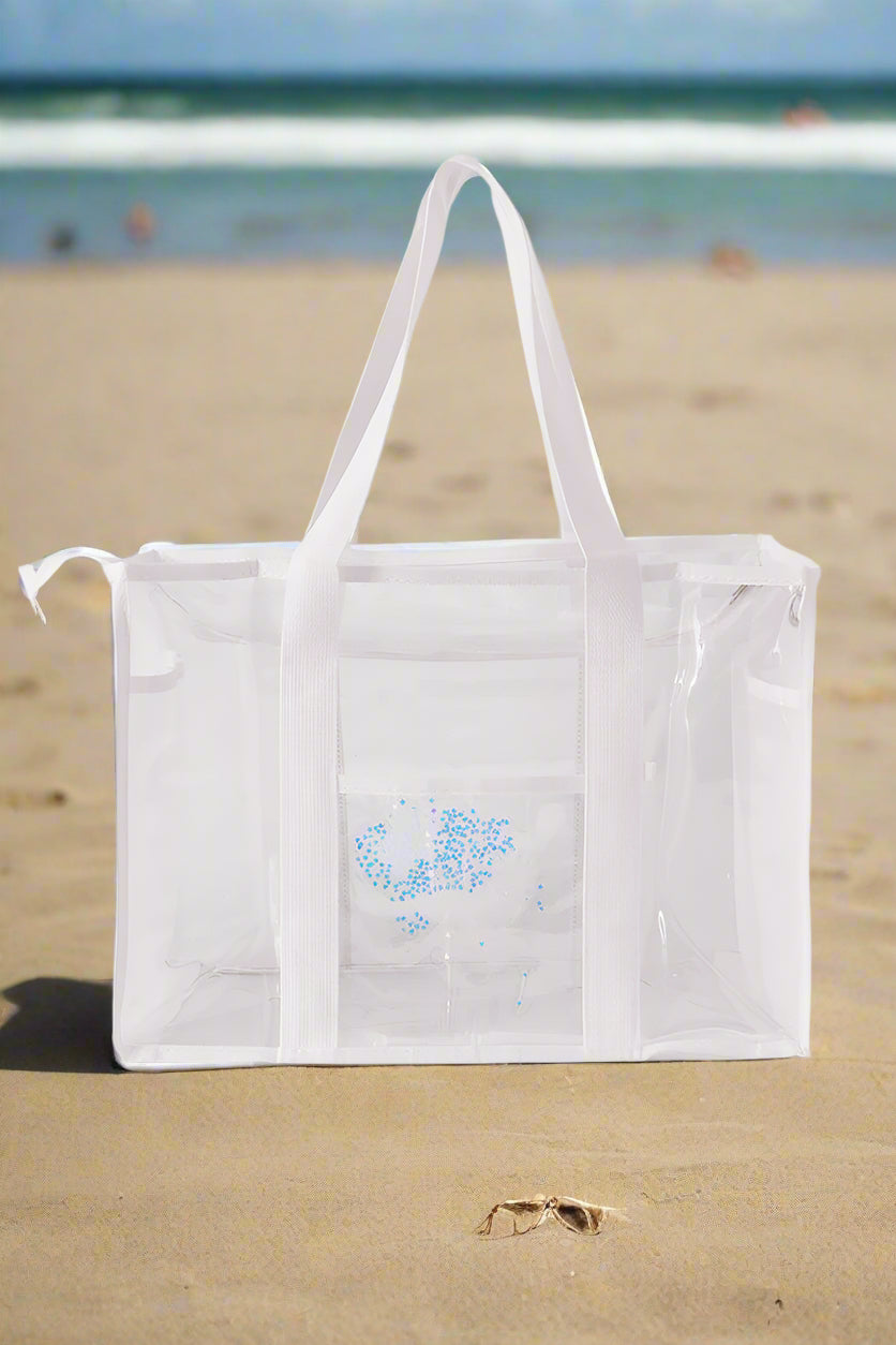 White clear waterproof beach travel bag
