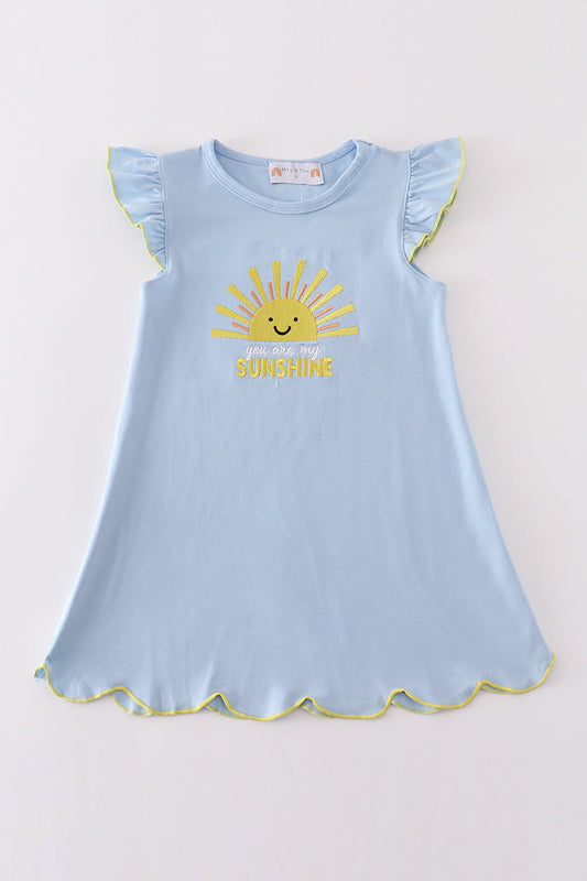 Blue you are my sunshine applique girl dress - Ella Jane Lifestyle Boutique