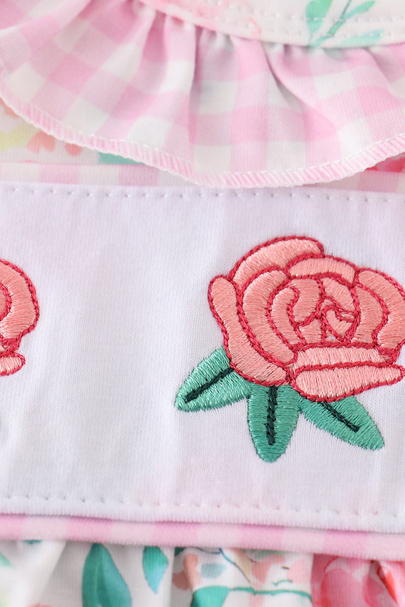 Pastel petal charm rose embroidery girl bubble - Ella Jane Lifestyle Boutique