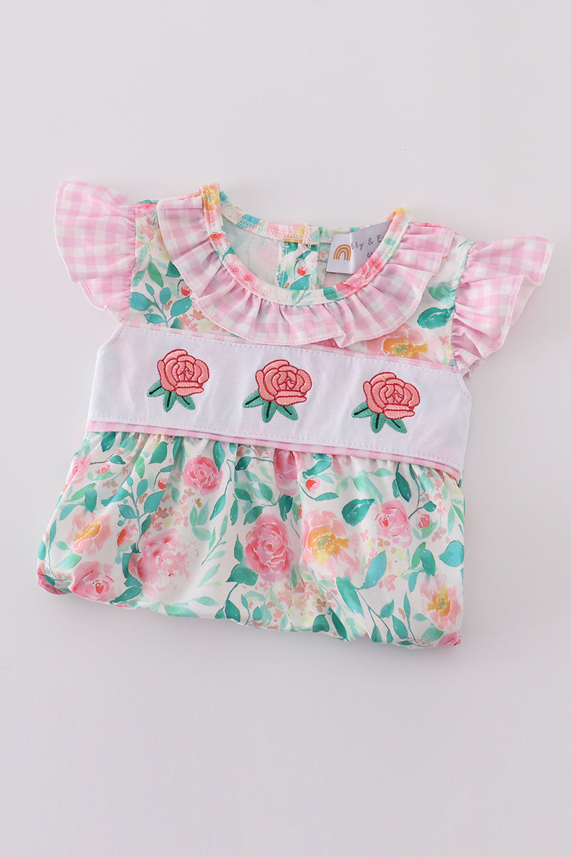 Pastel petal charm rose embroidery girl bubble - Ella Jane Lifestyle Boutique
