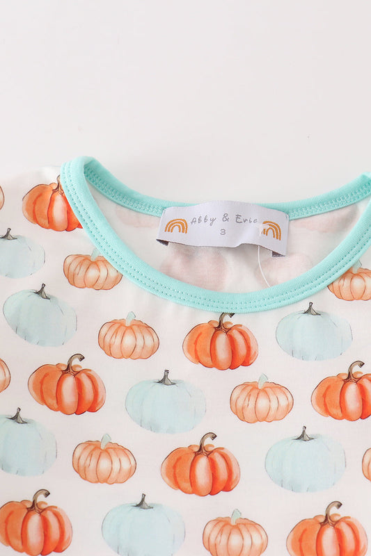 Pumkin print girl pajamas set - Ella Jane Lifestyle Boutique
