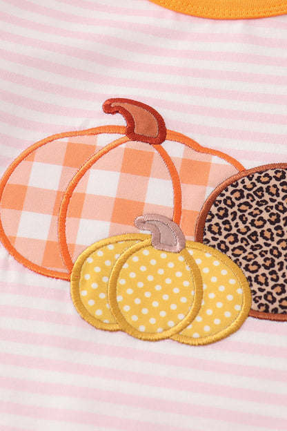 Pink stripe pumpkin applique girl set - Ella Jane Lifestyle Boutique