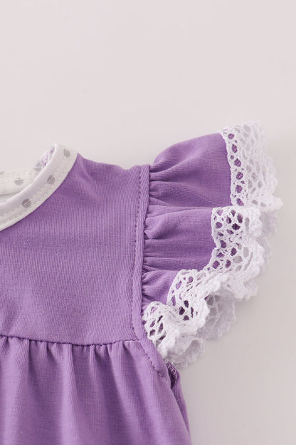 Purple spider embroidery ruffle baby girl bubble