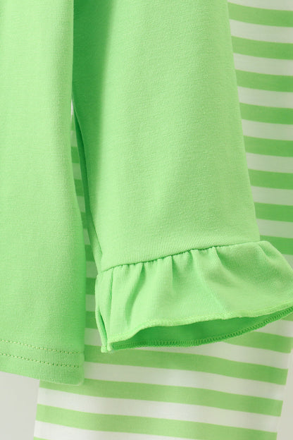 Green grinch embroidery ruffle pajamas set