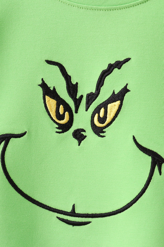 Green grinch embroidery pajamas set