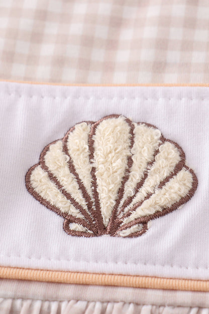 Khaki shells starfish french knot girl set - Ella Jane Lifestyle Boutique