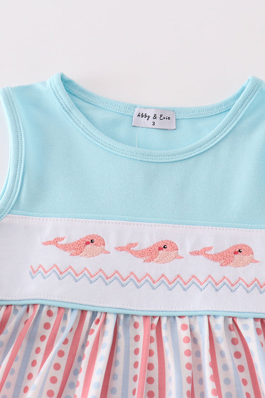 Blue whale embroidery girl dress - Ella Jane Lifestyle Boutique