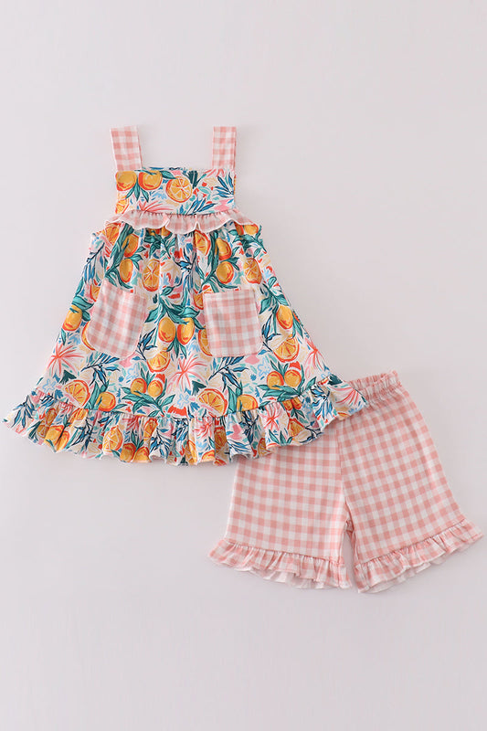 Citrus Bloom print girl set - Ella Jane Lifestyle Boutique