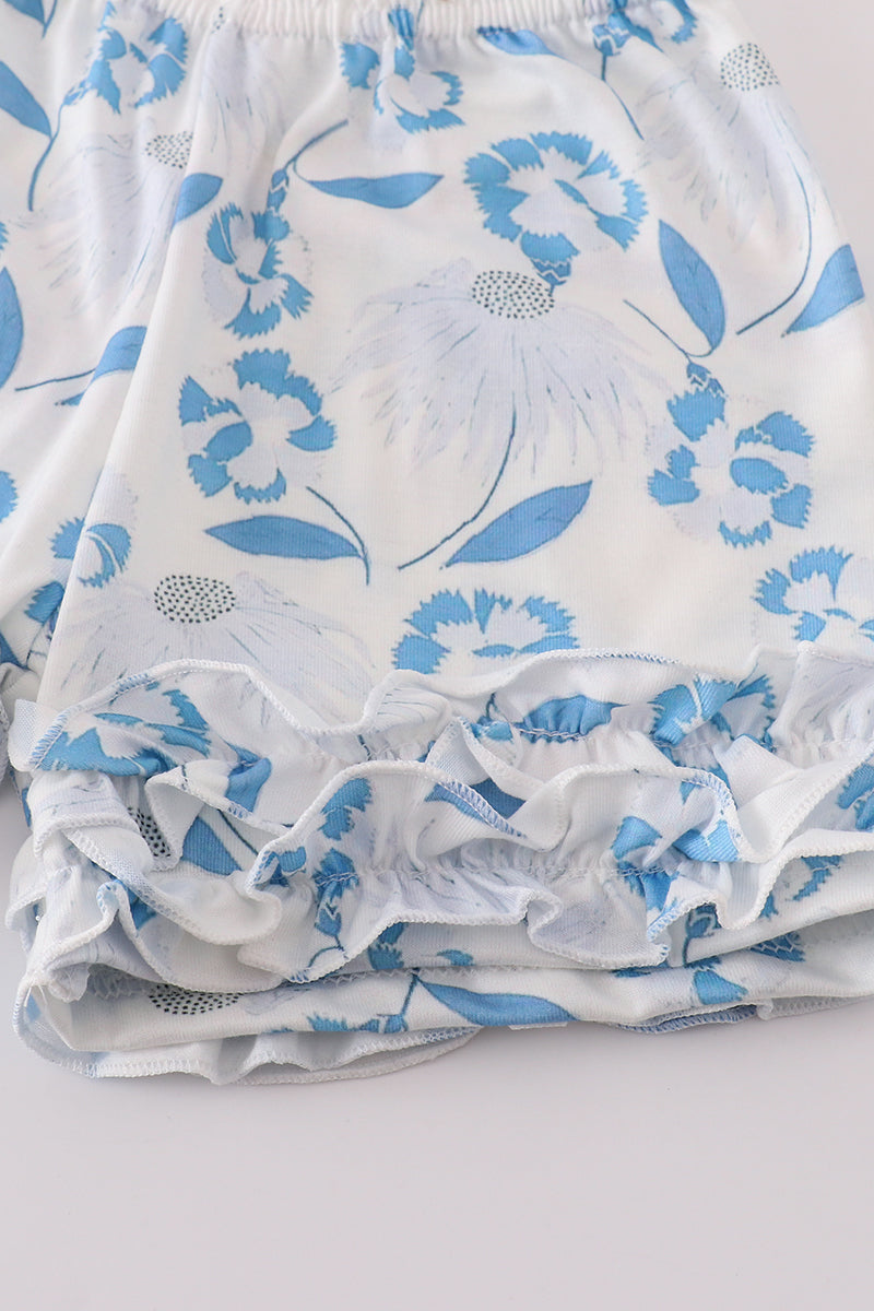 Blue Porcelain Petals print girl set - Ella Jane Lifestyle Boutique