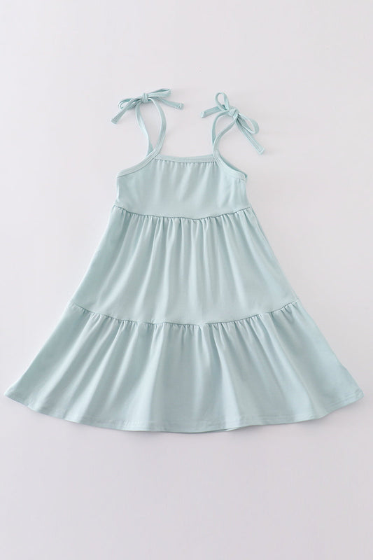 Blue tiered strap girl dress - Ella Jane Lifestyle Boutique